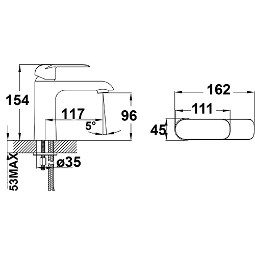 ikon kara basin mixer hyb11-201-s