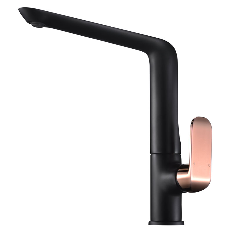 ikon kara sink mixer black rose gold hyb11101mb-r