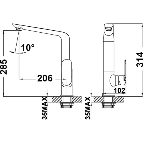ikon kara sink mixer hyb11-101-s