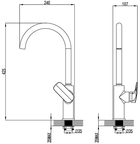 ikon kara sink mixer hyb11-102-s