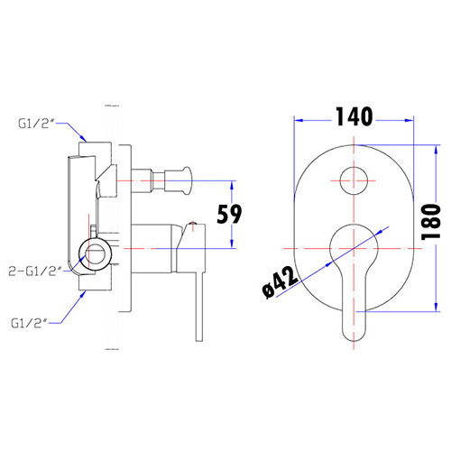 Maya Wall Mixer With Diverter - Image 2