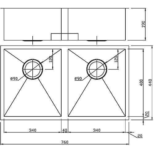 p&p rosa single sink ps340d_s