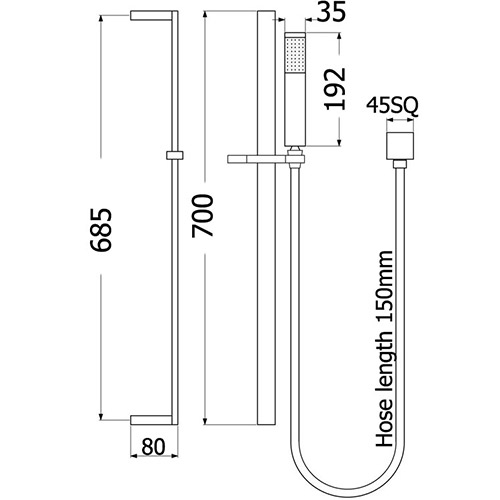 Eden Two Sliding Shower Rail - Image 2