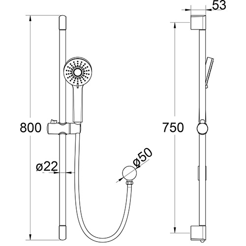 Maya Sliding Shower Rail - Image 2