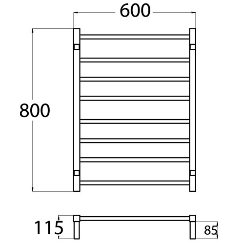 HTR Square Heated Towel Rail - Image 5