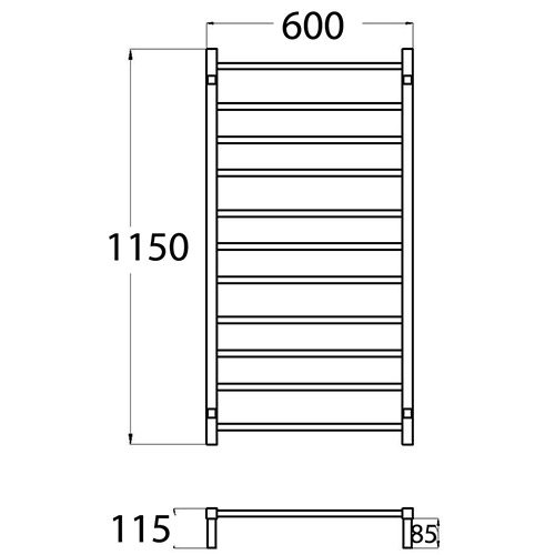 HTR Square Heated Towel Rail - Image 6