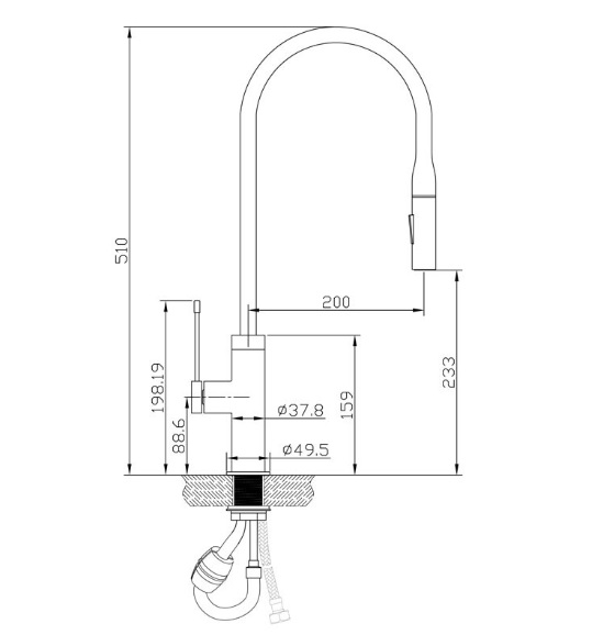 Aziz Pull Out Sink Mixer - Image 6