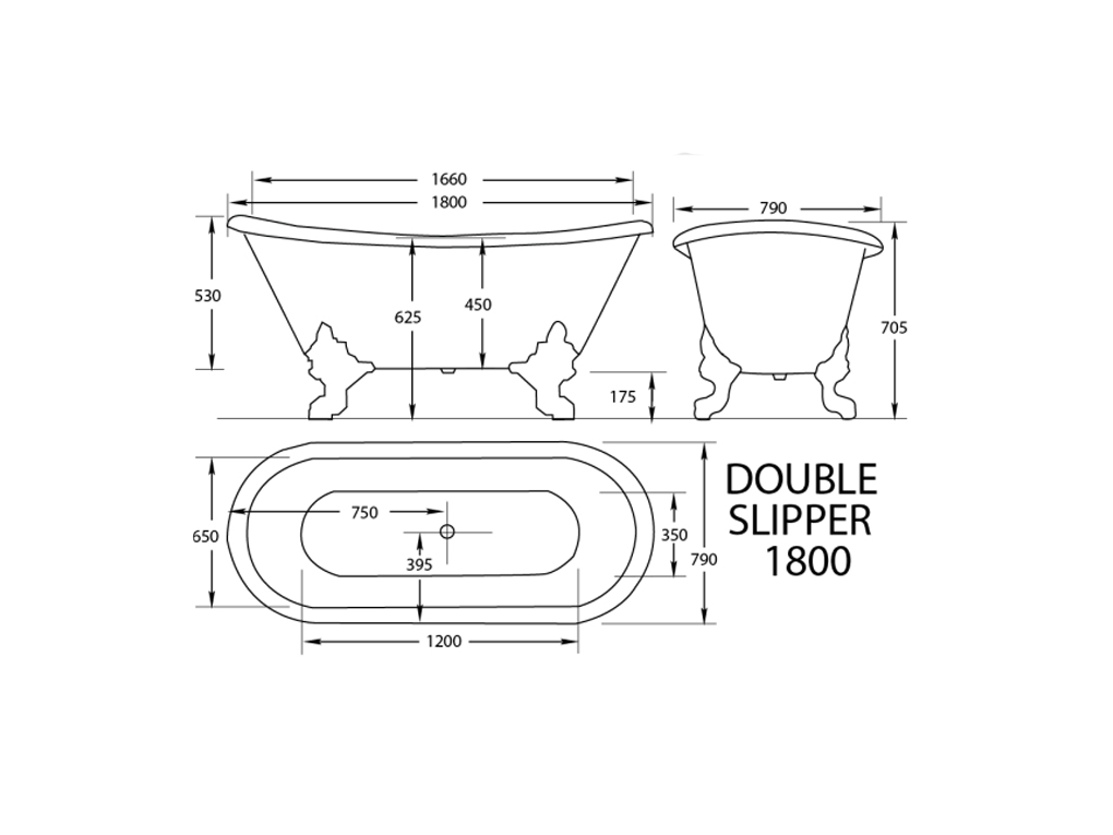 Double Slipper Bath - Image 2