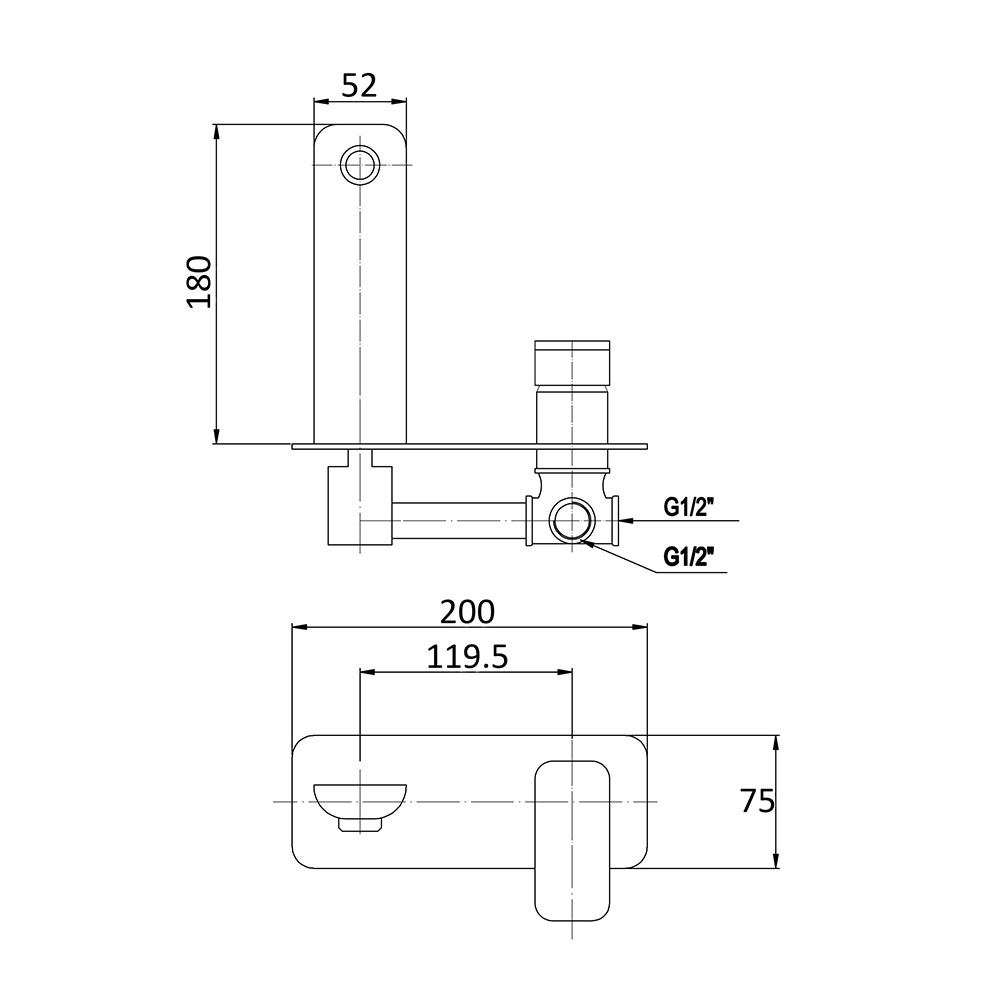 Nova Style Two Wall Basin Mixer With Spout - Image 2