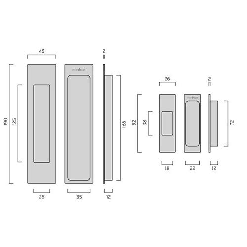 Nidus Mardeco M Series Passage Cavity Sliding Door Flush Pull Set - Image 3
